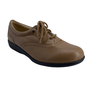 Women's DR. SCHOLL'S 9M Tan Leather Lace-Up Oxford Shoe Double Air Pillo